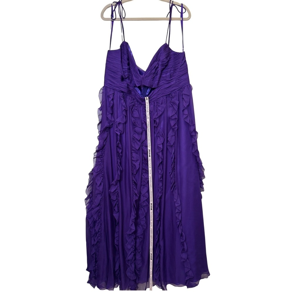 Mac Duggal 68543 Ruffle Chiffon Gown 18W Purple Tie Shoulder Formal Prom Dress